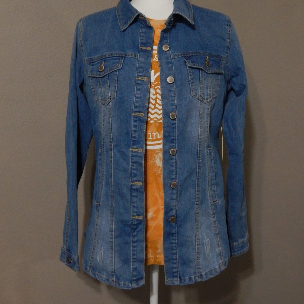 Women's Distressed Denim Shirt Jacket